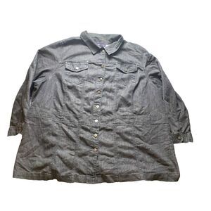 Roaman's Jacket Womens 30W Charcoal Denim‎ Button Up Jean Shacket Plus Ladies